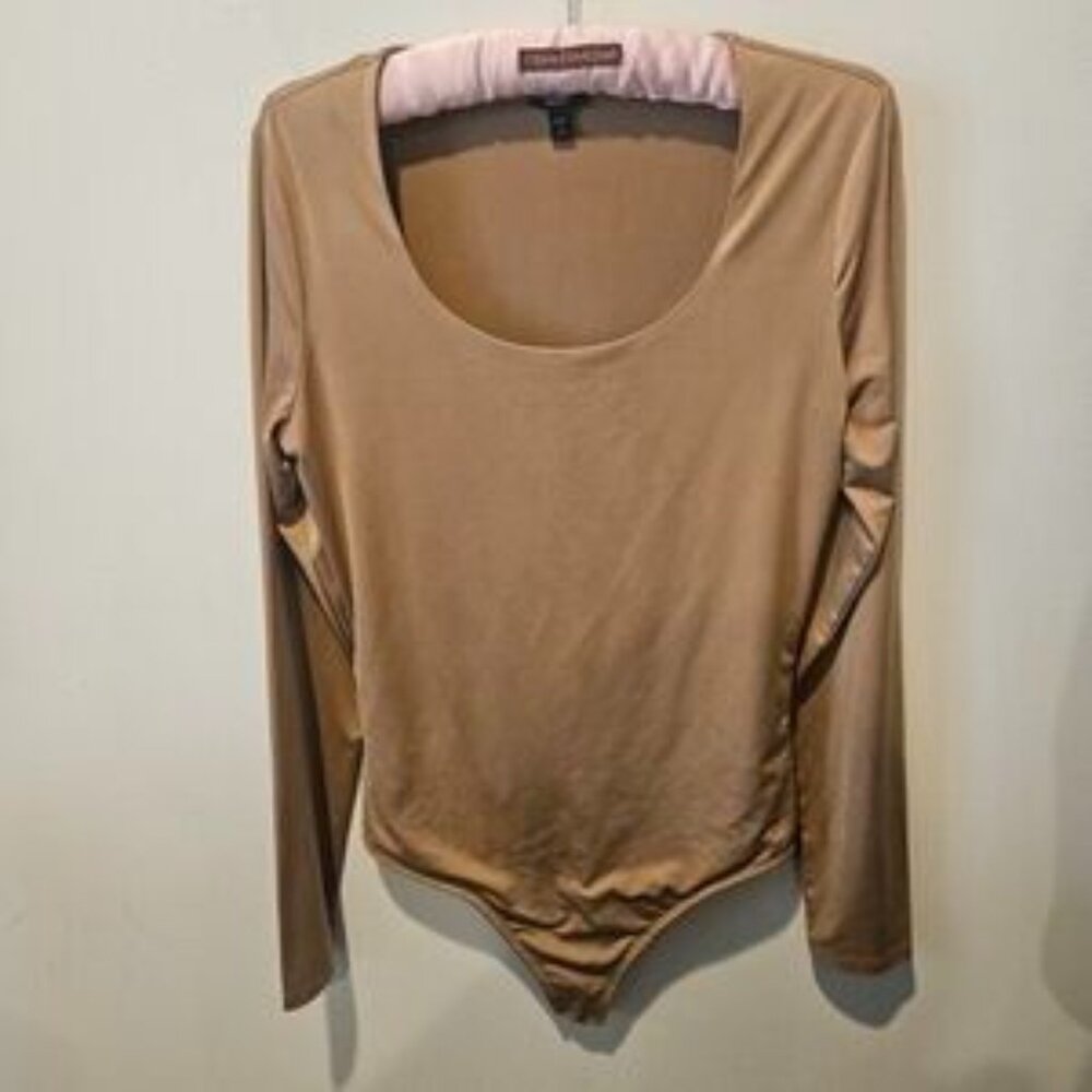 Express Women's Body Contour Tan Bodysuit, Size Medium